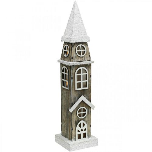 Vuurtoren van hout Steeple Christmas Church H45cm