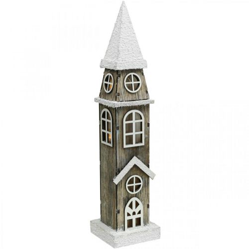 Artikel Vuurtoren van hout Steeple Christmas Church H45cm