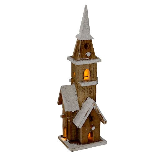 Floristik24 Houten kerk met verlichting 40cm