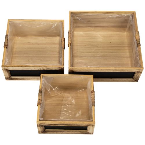 Houten doos met krijtbord en inlegvel, set van 3 maten, 30 cm | Floristik24.nl