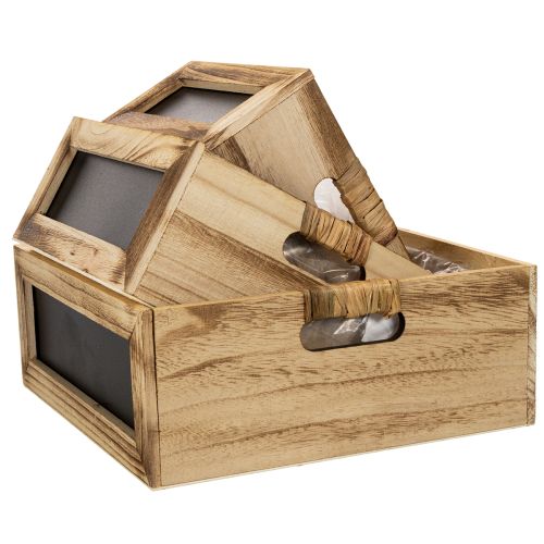 Houten doos met krijtbord en inlegvel, set van 3 maten, 30 cm | Floristik24.nl