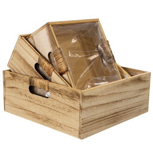 Houten doos met krijtbord en inlegvel, set van 3 maten, 30 cm | Floristik24.nl