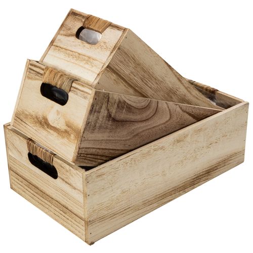 Houten doos met krijtbord om te labelen, set van 3, 36 cm | Floristik24.nl