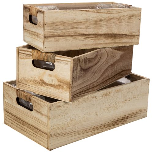Houten doos met krijtbord om te labelen, set van 3, 36 cm | Floristik24.nl