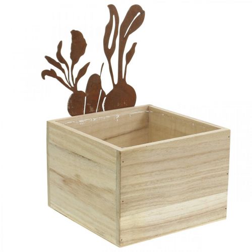 Artikel Plantenbak hout met roestdecoratie groente cachepot 17×17×12cm