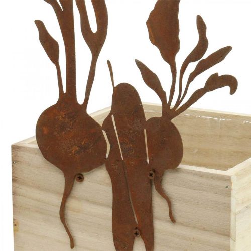 Artikel Plantenbak hout met roestdecoratie groente cachepot 17×17×12cm