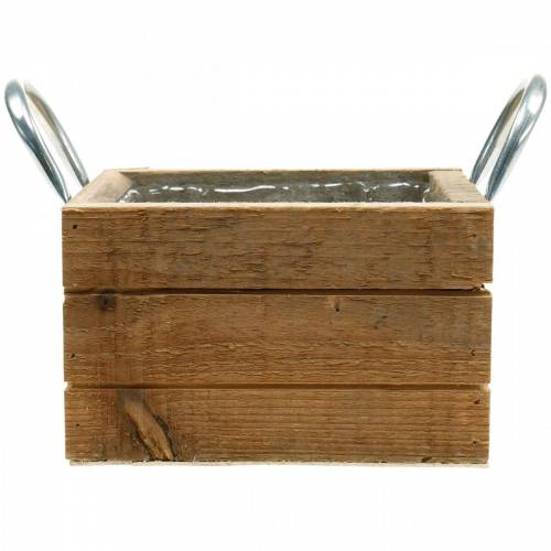 Floristik24 Plantenbak houten kist met handvatten naturel 16.5×16.5cm