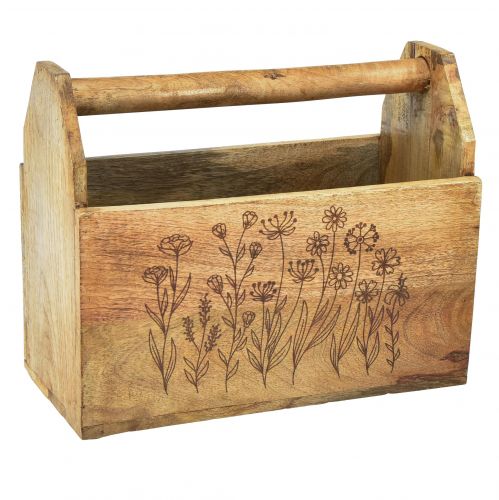 Floristik24 Houten kist met handvat gereedschapskist hout 30x15x24cm