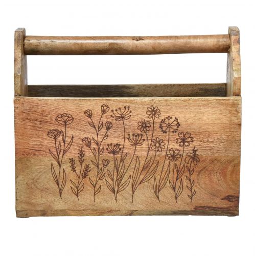 Floristik24 Houten kist met handvat gereedschapskist hout 30x15x24cm