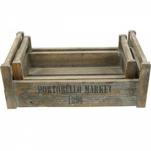 Floristik24 Decoratief dienblad vintage houten kist 39,5 × 23 / 46,5 × 28,5 cm set van 2