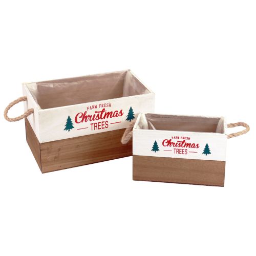 Artikel Houten plantenbak rechthoekige houten bak L25/35cm set van 2