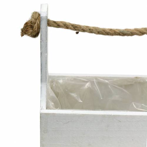 Floristik24 Plantenbak gereedschapskist met handvat houten kist wit 27 × 15 cm / 22 × 10,5 cm