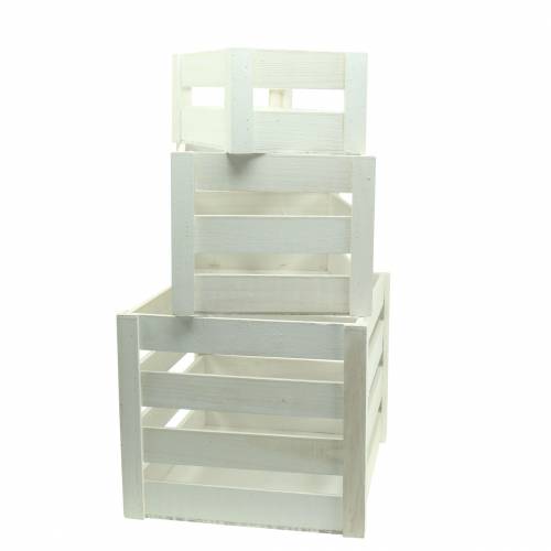 Floristik24 Houten kist wit 43,5cm / 37,7cm / 31,8cm set van 3
