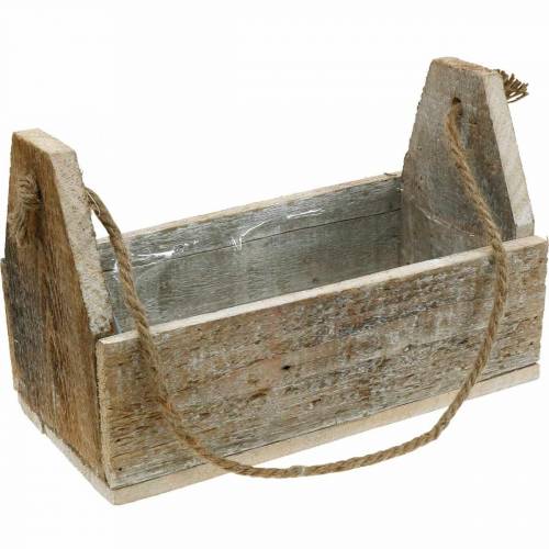 Floristik24 Houten kist om te planten, gereedschapskist, plantenbak met handvat, houten decoratie 30 cm