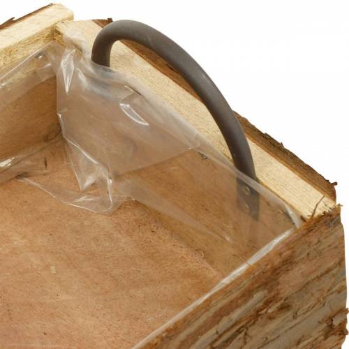 Floristik24 Houten kist om te planten, plantenpot met handvatten, bloembak met schors 45,5 cm