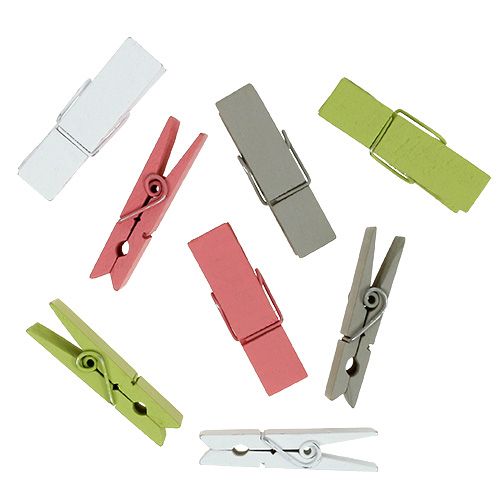 Houten clips kleurrijk 7,2cm 48st