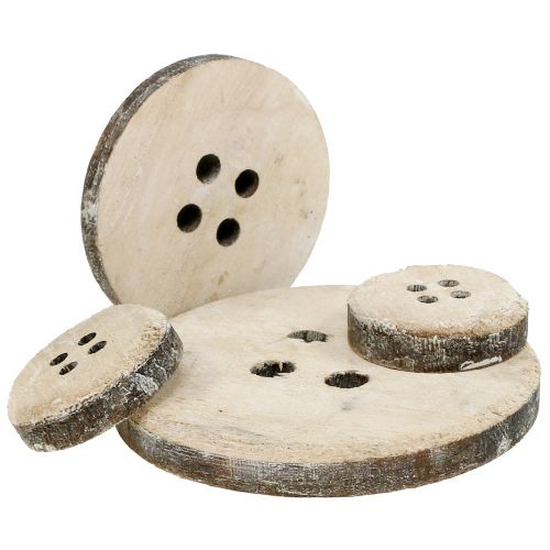Floristik24 Decoratieve knop gemaakt van hout, gewassen in wit 15st