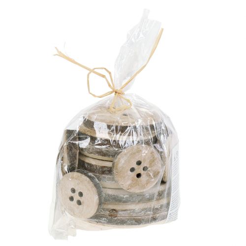 Floristik24 Decoratieve knop gemaakt van hout, gewassen in wit 15st