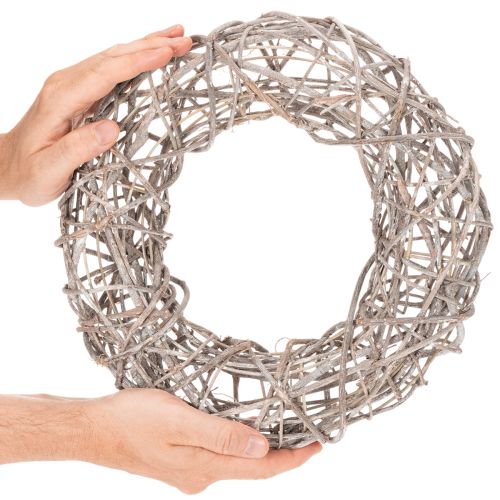 Houten krans, decoratieve krans, naturel wit, Ø30cm, H9,5cm | Floristik24.nl