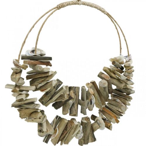Floristik24 Maritieme decoratie van drijfhout voor aan de muur met natuurlijke schelpen Ø38cm