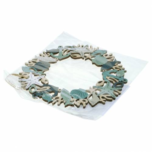 Floristik24 Maritieme houten krans om op te hangen 21cm