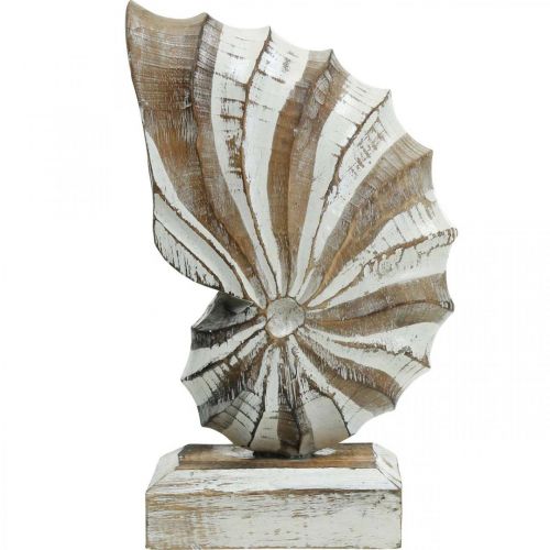 Floristik24 Maritiem deco houten schelpstandaard natuur, wit H28cm