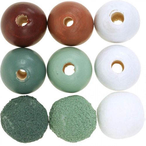 Artikel Houten kralen houten ballen voor handwerk gesorteerd groen Ø3cm 36st