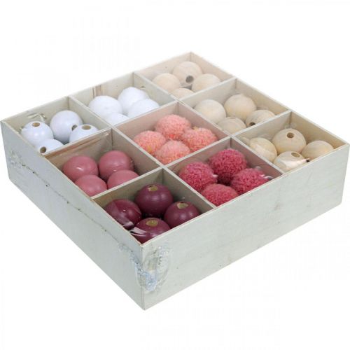 Artikel Houten kralen houten ballen voor knutselen roze gesorteerd Ø3cm 36st