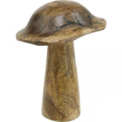 Floristik24 Houten paddestoel met patroon deco paddestoel naturel, gouden hout deco Ø10cm H13cm
