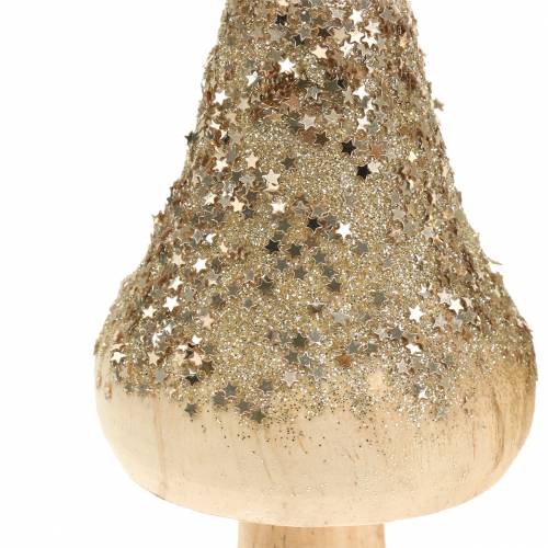 Floristik24 Houten paddenstoel met glitter H17cm 2st