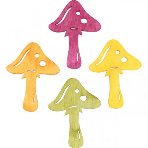 Floristik24 Verspreide paddenstoelen, herfstdecoraties, gelukspaddestoelen om oranje, geel, groen, roze te versieren H3.5 / 4cm B4 / 3cm 72st