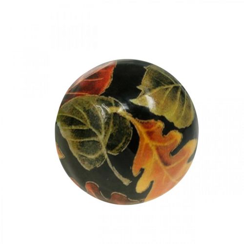 Floristik24 Houten paddestoelbladeren herfstdecoratie paddestoel mangohout zwart, kleurrijk Ø8cm H10.5cm