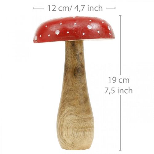 Floristik24 Vliegenzwam houten deco paddestoel herfst Ø12cm H19cm