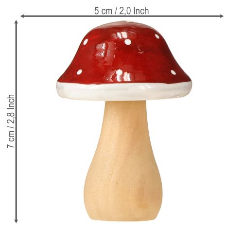 Floristik24 Houten paddenstoelen, decoratie, hout, FSC, roodbruin, H6,5/7 cm, 4 stuks
