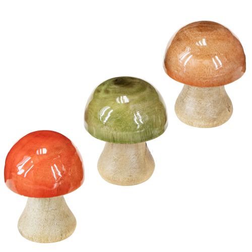 Floristik24 Houten paddenstoelen herfstdecoratie paddenstoelen groen rood oranje H6,5cm 9 stuks