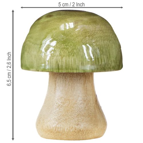 Artikel Houten paddenstoelen herfstdecoratie paddenstoelen groen rood oranje H6,5cm 9 stuks