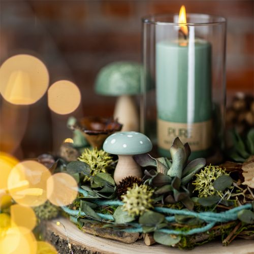 Floristik24 Houten paddenstoelen decoratieve paddenstoelen houtvliegenzwammen groen mint 5cm 8 st