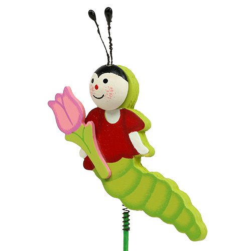 Floristik24 Houten rups op stok 8cm ezel. 24u