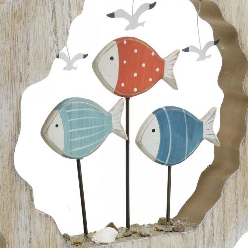 Artikel Tafeldecoratie vissen hout om te plaatsen blauw, rood maritiem decoratie Ø28cm