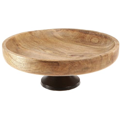Artikel Houten schaal met voet sierschaal hout naturel zwart Ø25cm