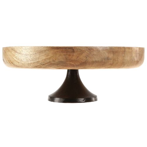 Artikel Houten schaal met voet sierschaal hout naturel zwart Ø25cm