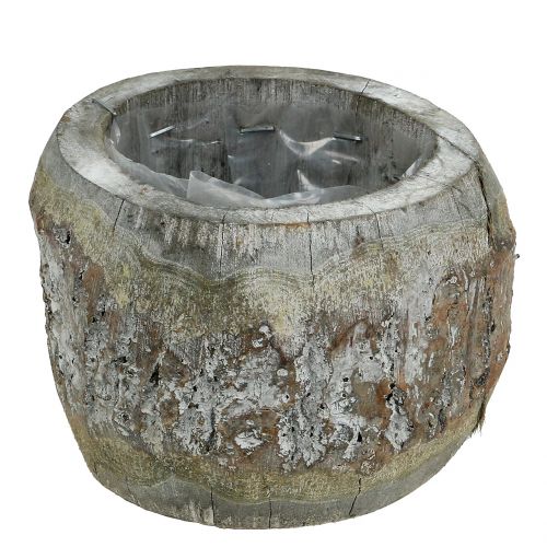 Houten pot voor opplant White wash Ø14cm