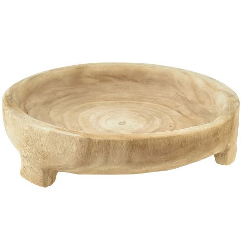 Decoratieve houten schaal met pootjes houten schaal Paulownia Ø36cm