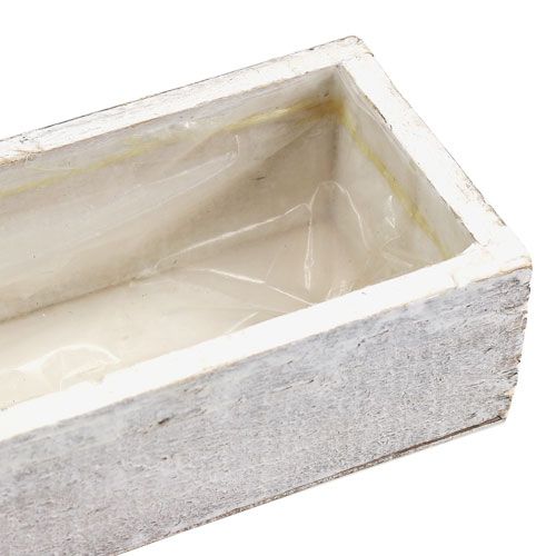 Floristik24 Houten kom om wit te planten 30cm x 9cm x 6cm