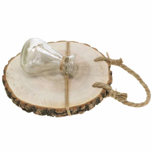 Floristik24 Houten schijf met glazen vaas om op te hangen Ø22cm