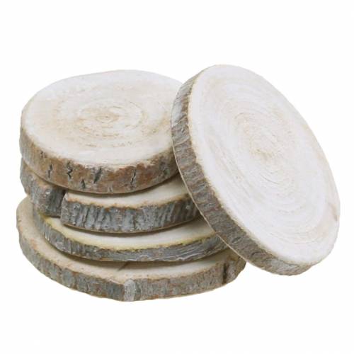 Floristik24 Ronde gebleekte houten schijven Ø3-4,5cm 400g in een net