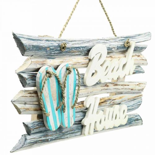 Floristik24 Houten bord “Beach House” maritieme hangdecoratie 46×5×27cm