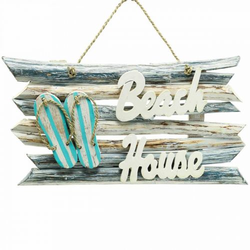 Floristik24 Houten bord “Beach House” maritieme hangdecoratie 46×5×27cm