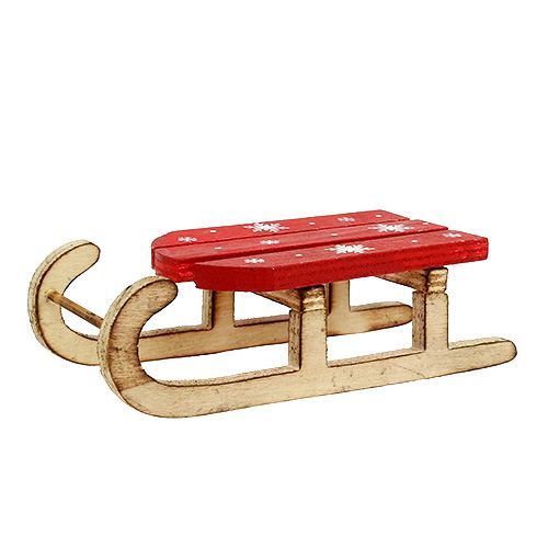 Floristik24 Houten slee rood 13cm x 6cm 3st