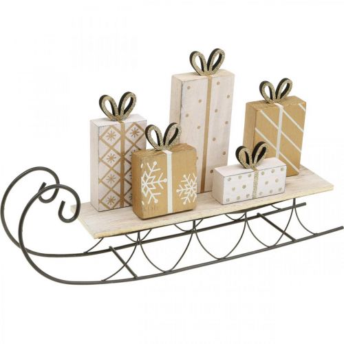 Floristik24 Slee met geschenken, advent, decoratie voor Kerstmis L37.5cm H23cm
